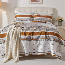 Boho Quilt Set Queen Size   Lightweight Microfiber Bohemian Quilt Bedding, All S