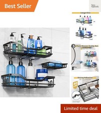 3-Pack Shower Caddy with Soap Holder, Adhesive Rustproof No-drill Strudy Load...