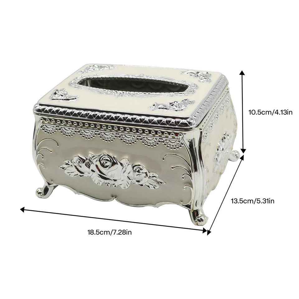 Silver White Luxury European Style Tissue Box Holder New - Image 2 of 4