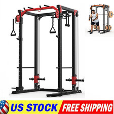   Power Cage Power Rack W/ Cable Crossover System 2000LBS Squat Rack LAT Pull Do