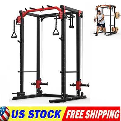 #ad 🔝Power Cage Power Rack W Cable Crossover System 2000LBS Squat Rack LAT Pull Do $319.19