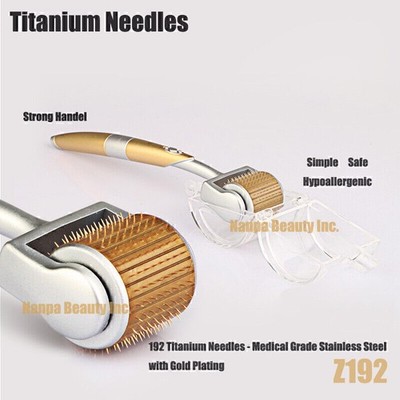 192 Pins Titanium Gold Derma Roller For Face Body Anti Acne Scars Wrinkles USA