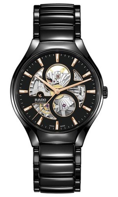 RADO  True Round R27107172  Black  Automatic Open Heart  Men's Watch New in Box