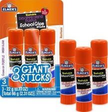 Disappearing Purple School Glue Sticks, Washable, 22 Grams, 3 Count