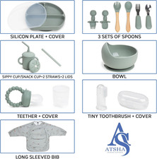 Silicone Baby Feeding Set 19 Pcs Baby Led Weaning Supplies Suction Plate and Cup