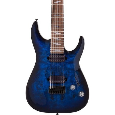 Schecter Guitar Research Omen Elite 7String Electric Guitar SeeThru Blue Burst