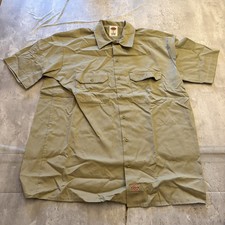 Dickies Men's Large Tan Work Shirt Button Up Short Sleeve Pockets EUC