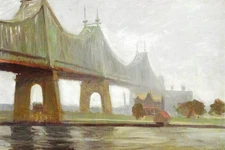 Postcard Edward Hopper "Queensborough Bridge" 1913 Whitney Museum Oversize MINT