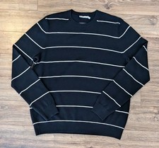 Vince Sweater Mens 100 Merino Wool Navy Stripe Nautical Crew Neck - M EUC