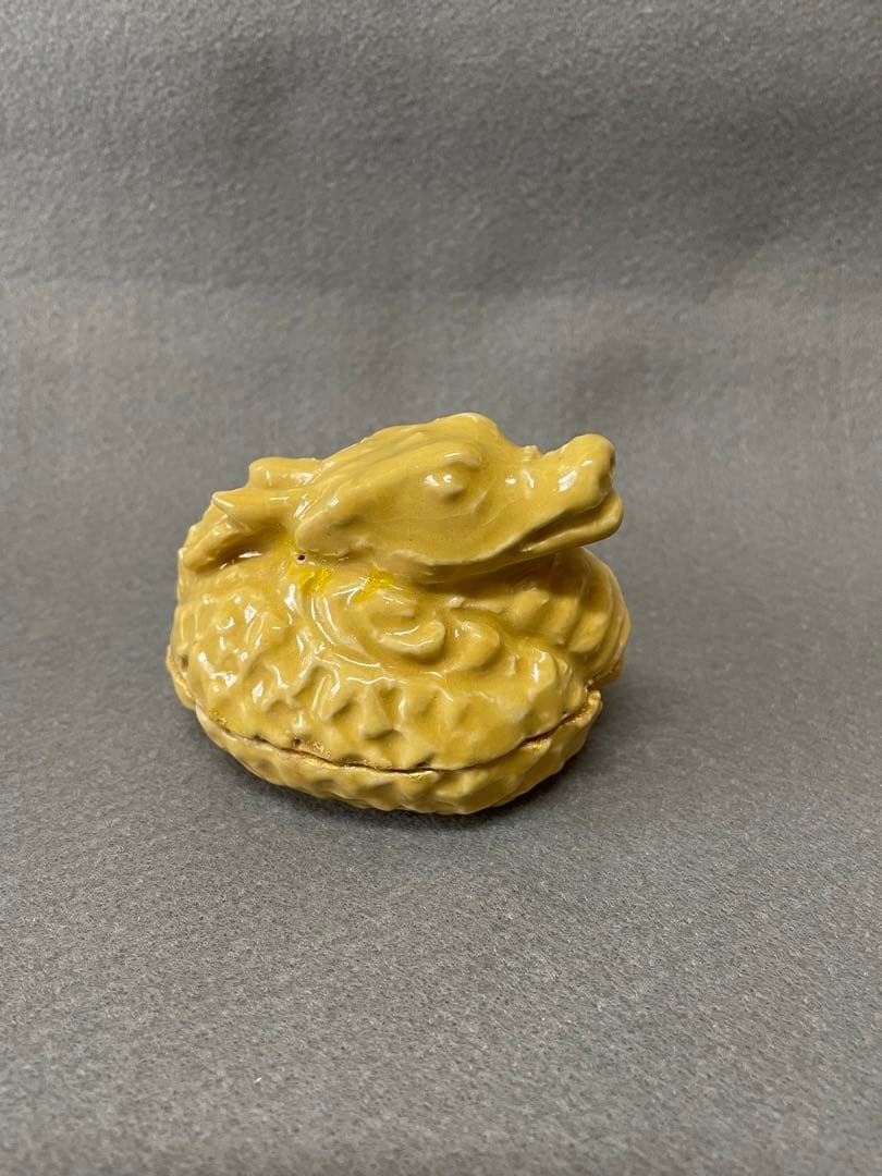 Japanese Ceramic Incense Container Case Sculpture Dragon Cloud Kogo Box 3.1 inch