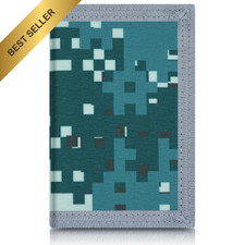 Kids Wallet for Boys RFID Trifold Canvas Outdoor Sports Gift Little Green Square