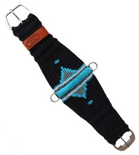 Western 25-Strand Wool Double Weave Aztec Cinch Girth Turquoise 97128