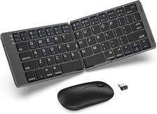 Foldable Keyboard and Mouse, EDJO Folding Wireless Mouse Combo Black