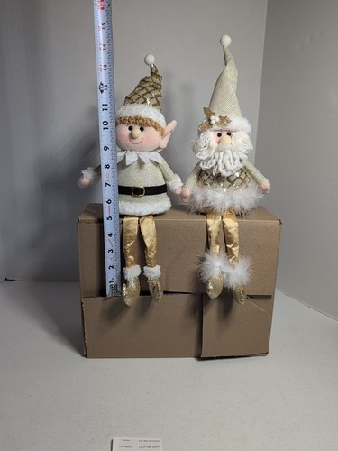 Weihnachtsregal Sitzer - Weihnachtsmann und Elfe, Neu mit Etikett goldfarben - Bild 2 von 15