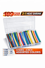 189PCS Heat Shrink Tubing Kit 2:1 Assorted Colors 6 Sizes 4 Inch