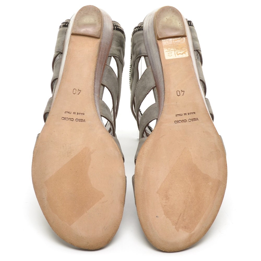 APL Sandalo donna H Williams rubino top zip 40 9 5 grigio scamosciato zeppa scarpe basse nuovo