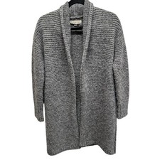 Ann Taylor loft women  s merino wool sweater chunky knit gray long small oversize