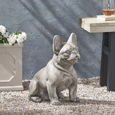 Delamore Outdoor French Bulldog Garden Statue by Christopher Knight Home