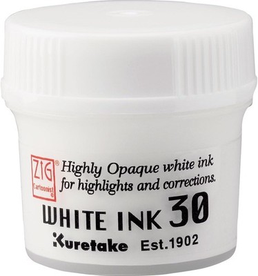 Kuretake ZIG Cartoonist White Ink 30ml, for dip Pen, Brush, 1 fl oz, 