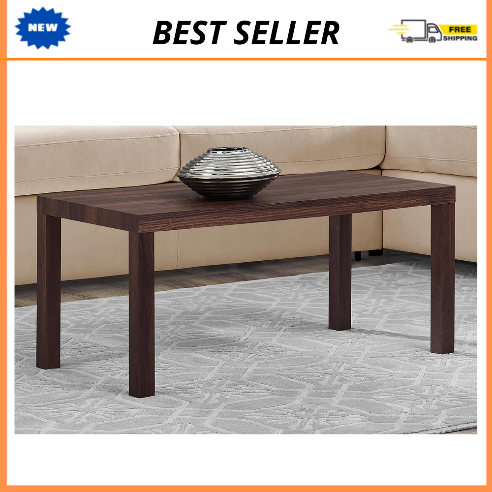 Mainstays Parsons Coffee Table, Walnut Finish, Modern Living Room Wood Furniture