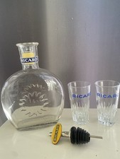 Lot Ancienne Carafe Ricard 2 Verres à momie et une dosette