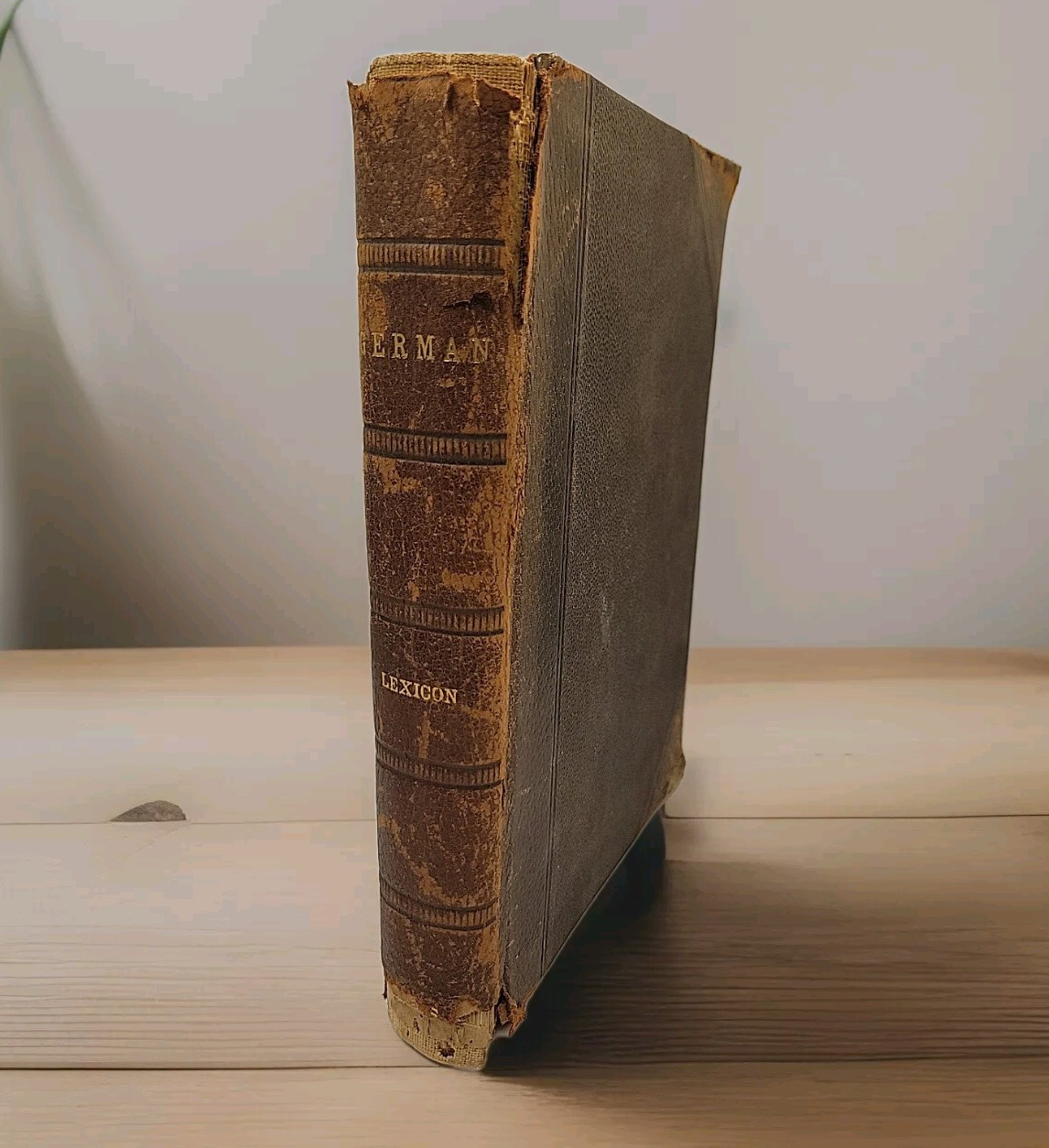 1903 Rare Antique German-English Leather Bound Lexicon Dictionary