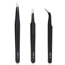 Precision Tweezers Set Anti Static Stainless Steel for Electronics Craft Jewelry