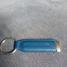 BMW Alpina leather (blue with green stitching) Keyring 