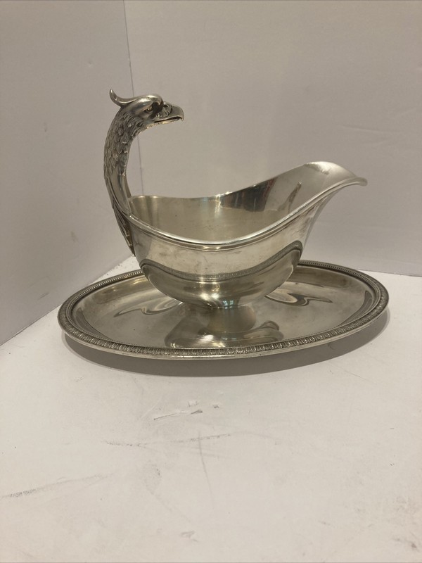 Christofle Malmaison Eagle  Gravy Boat Sauce Silver Plate Boat French Empire