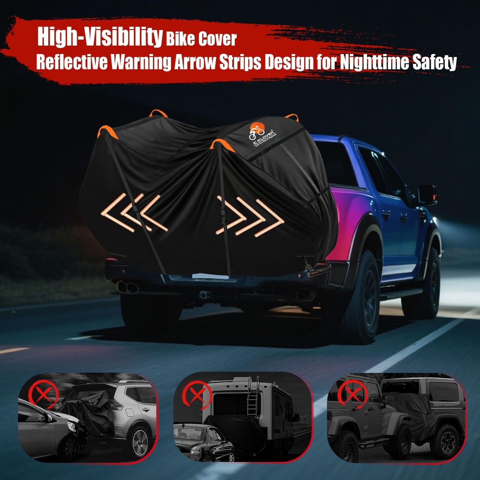 IC ICLOVER Bike Cover for Transport on Rack, Bicycle Covers for 2 Bikes on Re...