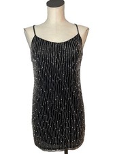GUESS Womens Y2K Heavily Beaded Chiffon Slinky Slip Mini Dress size 2 Whimsygoth