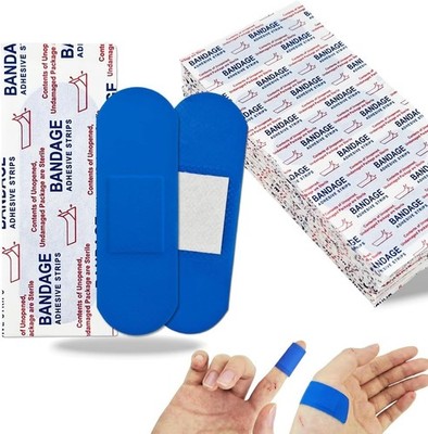 160PCS Blue Metal Detectable Bandages Waterproof Flexible First Aid 3x1in