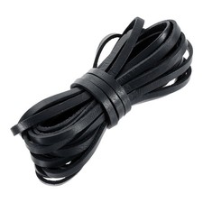 Flat Leather Cord 5.5 Yard 6mm Leather String Strips for DIY Crafts Black