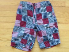 Boys Gap Kids shorts patchwork plaid red white blue 14 adjust. waist