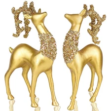Elegant Reindeer Christmas Decor, 2pcs Gold Reindeer Christmas Decorations, B...