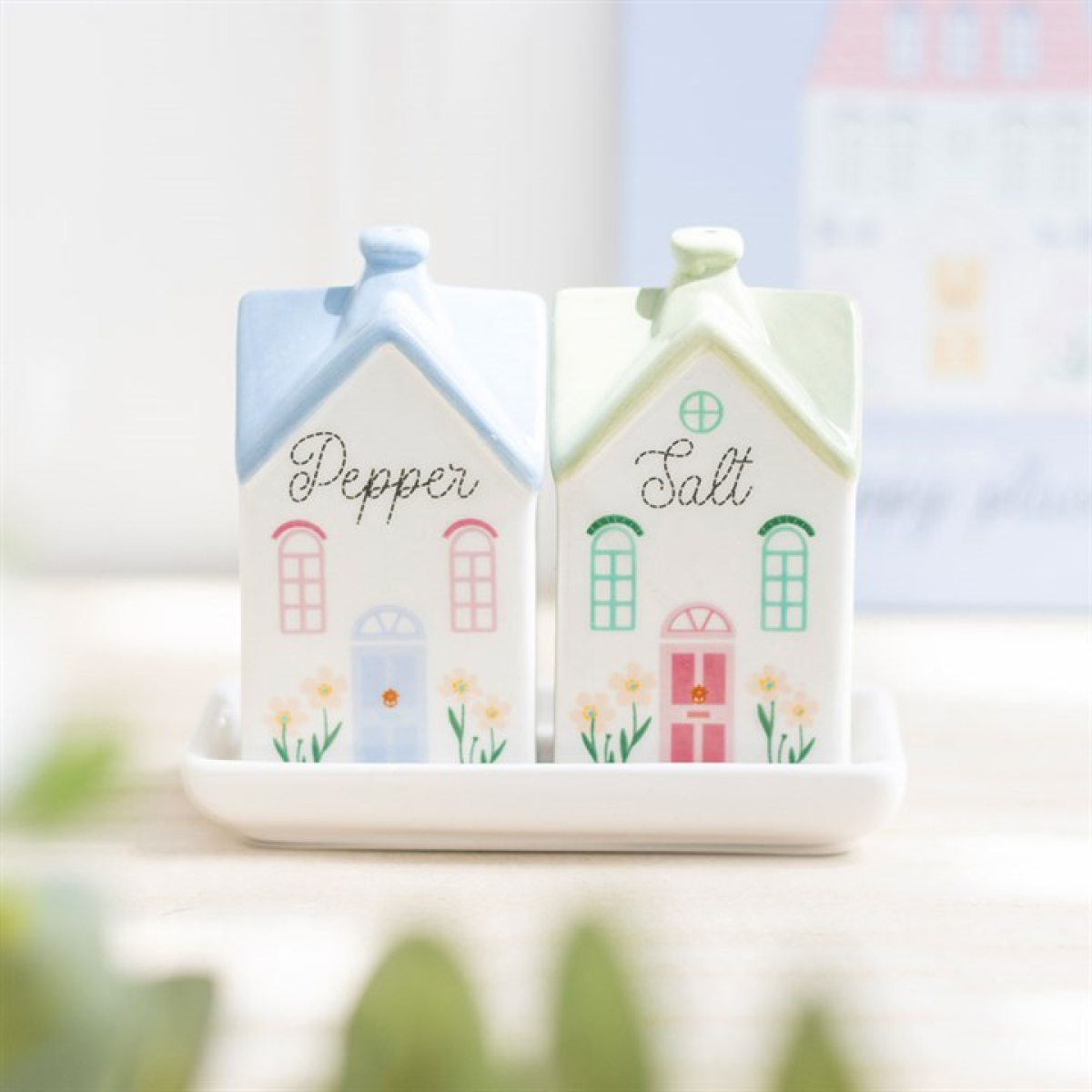 Pastel Shabby Chic Style House Salt and Pepper Shakers