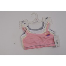 Rene Rofe Girl Training Bra 4 Pack Pink White Grey Yellow Ribbed M 7/8 NWT