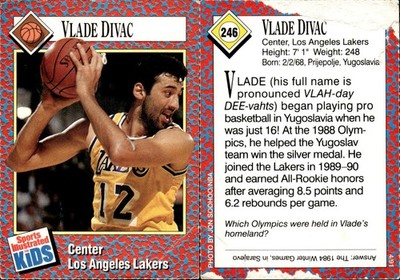 1991 Sports Illustrated For Kids Series 1 Vlade Divac #346 Partizan/ LA Lakers