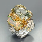Luxury Art 28ct+ Natural Green Amethyst Ring 925 Sterling Silver Size 7 /R481778