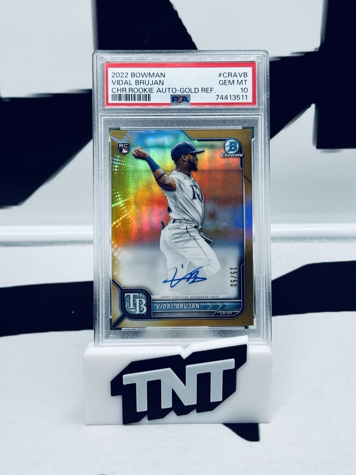 Vidal Brujan 2022 Bowman Chrome Rookie Gold Refractor Auto /50 PSA 10