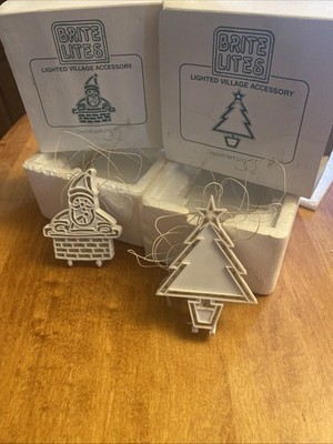 2 Department 56 Brite Lites Santa Tree Lighted Village Accessory #52388 TESTED