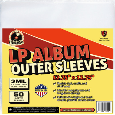 50 Clear Plastic LP Outer Sleeves 3 Mil. HIGH QUALITY Vinyl Record Album Covers