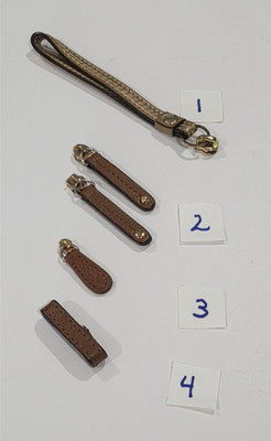 Authentic Coach New York Gold Tone Brown Leather Replacement Zipper Pull & Slide