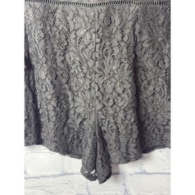 Lulus Black Lace Romper SMALL Ruffled Bell Sleeve Cutout Back Romantic Whimsgoth