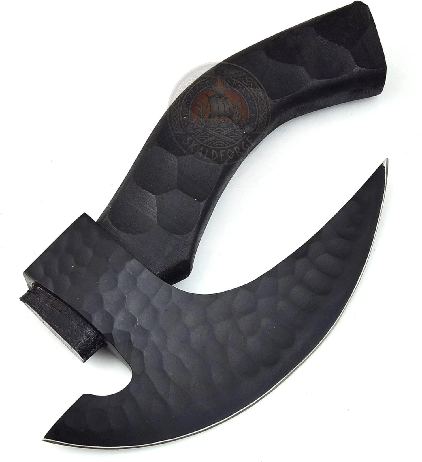 Viking Pizza Cutter Axe with Leather Sheath, Forged Carbon Steel Blade with A...