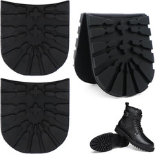 2 Pairs Shoe Heel Repair Pads, 8mm Thick Extra-Large Black Rubber, Anti-Slip Rep