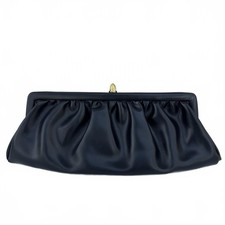 Vintage Black Evening Clutch Gold Tone Clasp Ornate Closure Beautiful Interior