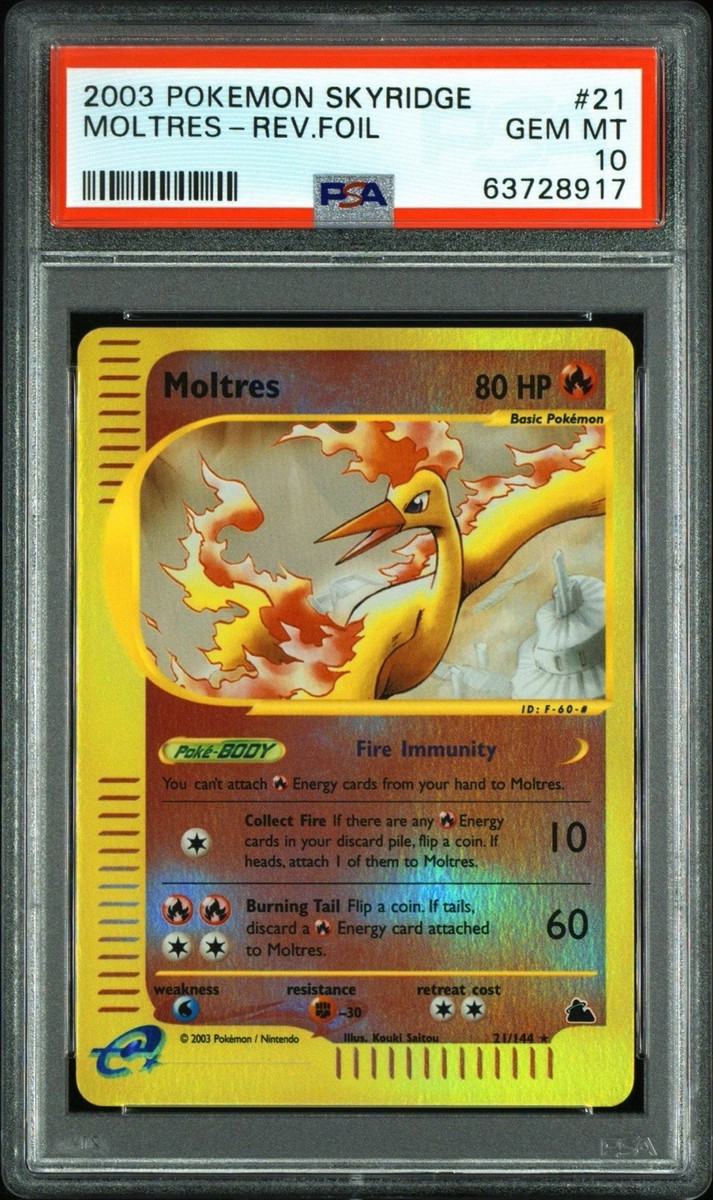 【正規品】ポケモンカード Skyridge Moltres ファイヤー Moltres 21/144 Skyridge Reverse Holo PSA 10 GEM POP 67 | eBay