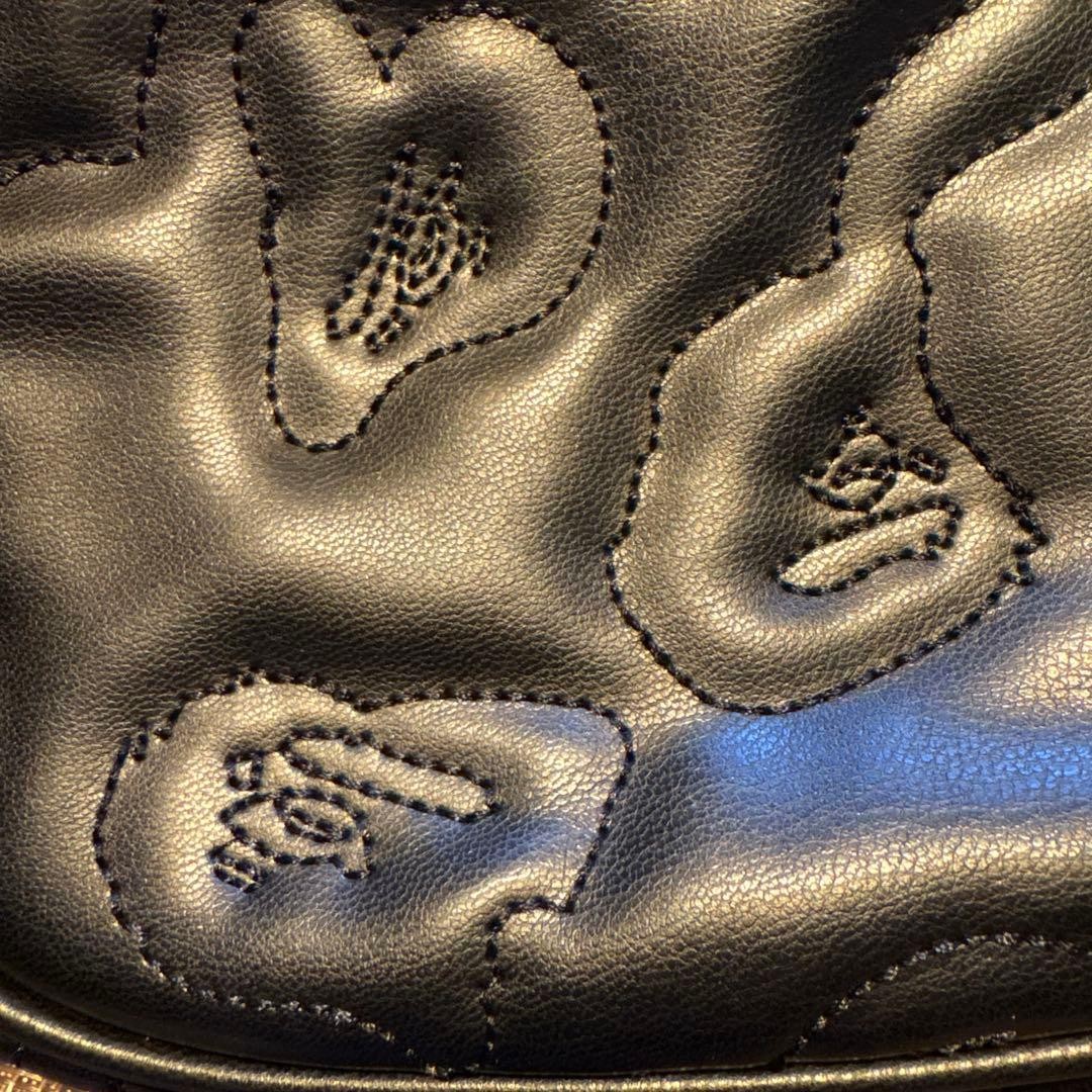 A BATHING APE Black Leather Shoulder Bag Gorilla Embossed Metal Chain 9.1x3.2in thumbnail 11