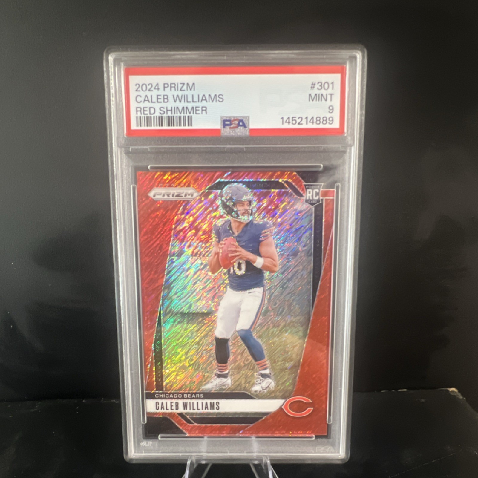 Panini Prizm 2024 Caleb Williams #301 Red Shimmer Prizm Rookie /35 PSA 9